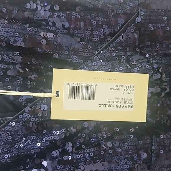 NWT Ramy Brook Leanne Sequin Midi Dress Navy Blue Size 8 - Picture 5 of 9